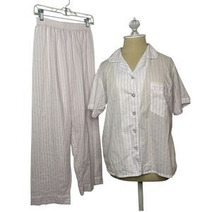 Vintage National Petite Small Pink Striped Pj Pajama Set Classic